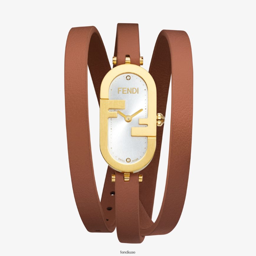 14.80 × 28.30 ملم - ساعة بيضاوية بشعار أولوك بني Fendi نحيف مُكَمِّلات TNL80L317