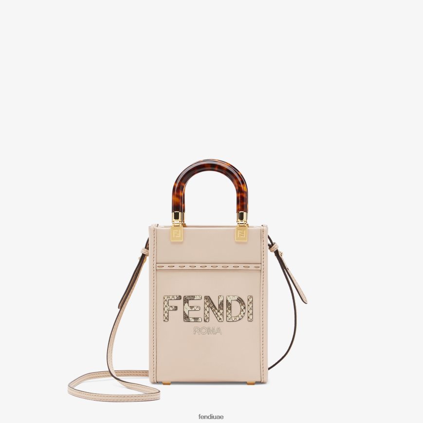 حقيبة صغيرة من الجلد وElaphe رمادي Fendi نحيف مُكَمِّلات TNL80L901