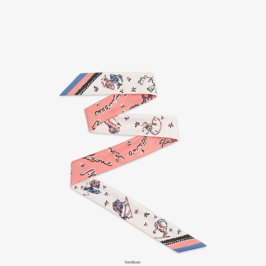 عصابة حرير ملفوفة لون القرنفل Fendi نحيف مُكَمِّلات TNL80L10