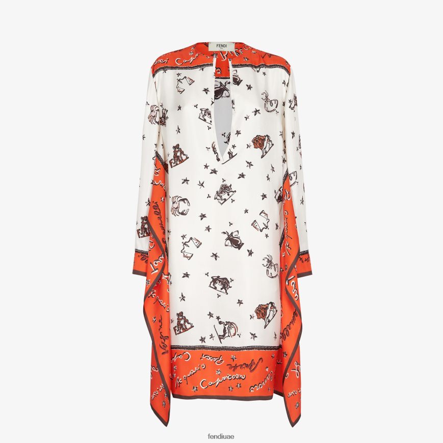 فستان حرير البرتقالي Fendi نحيف ثياب TNL80L1020