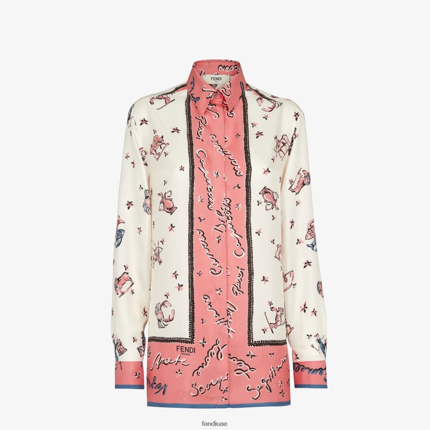 قميص من الحرير متعدد الألوان Fendi نحيف ثياب TNL80L1037