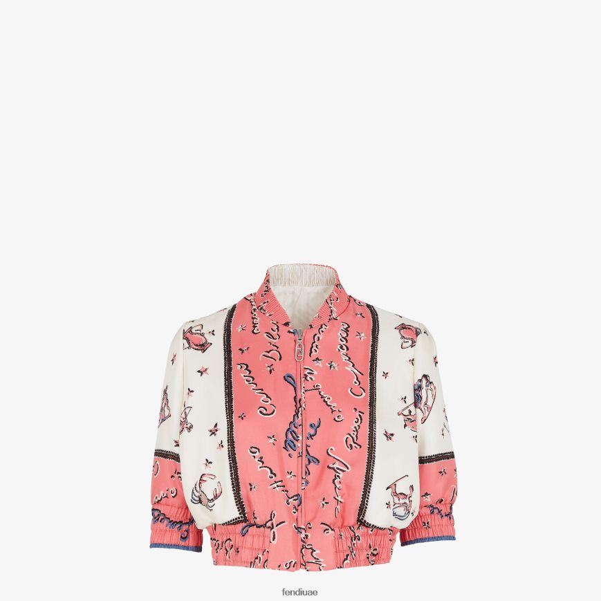 سترة بومبر حريرية ذات وجهين متعدد الألوان Fendi نحيف ثياب TNL80L1041