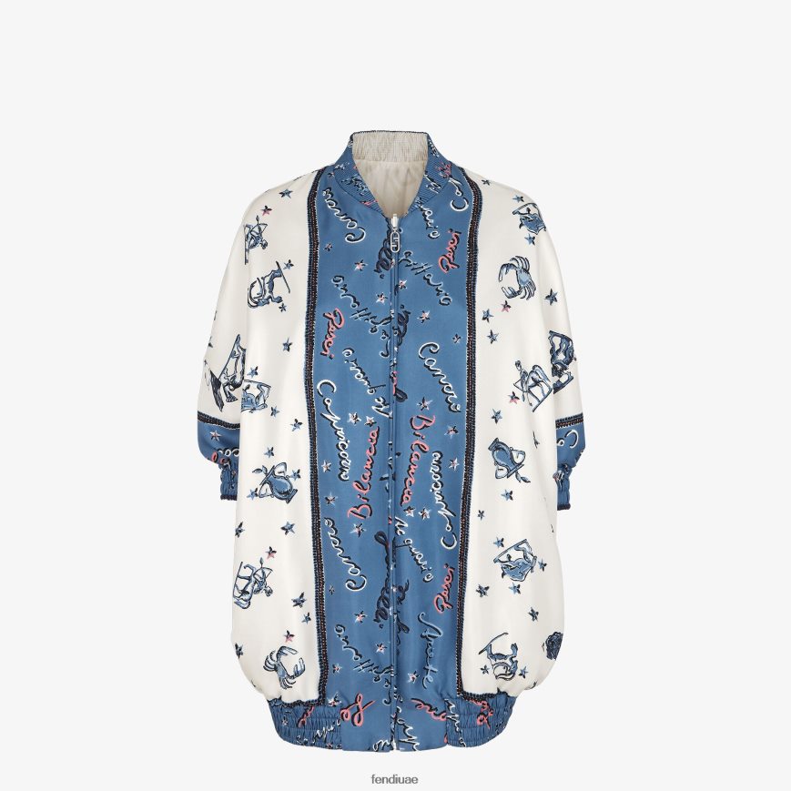 سترة بومبر حريرية ذات وجهين متعدد الألوان Fendi نحيف ثياب TNL80L1043