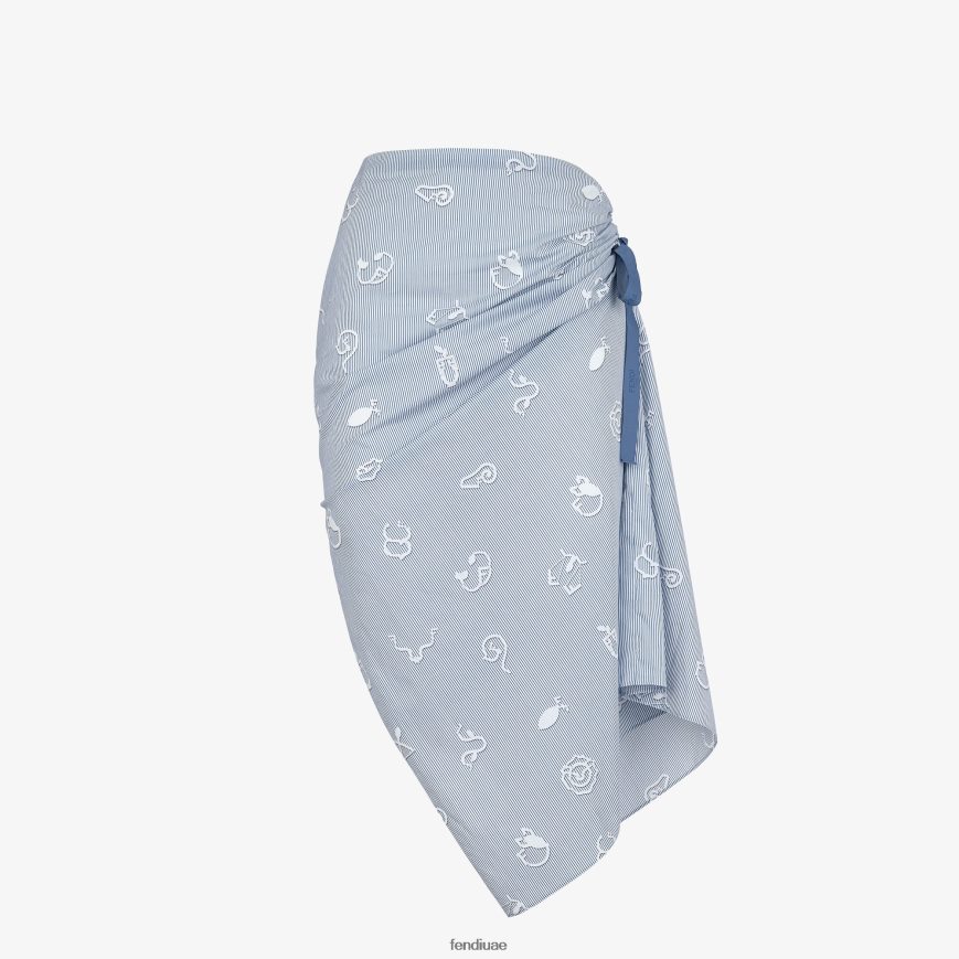 تنورة قطنية أزرق فاتح Fendi نحيف ثياب TNL80L1046