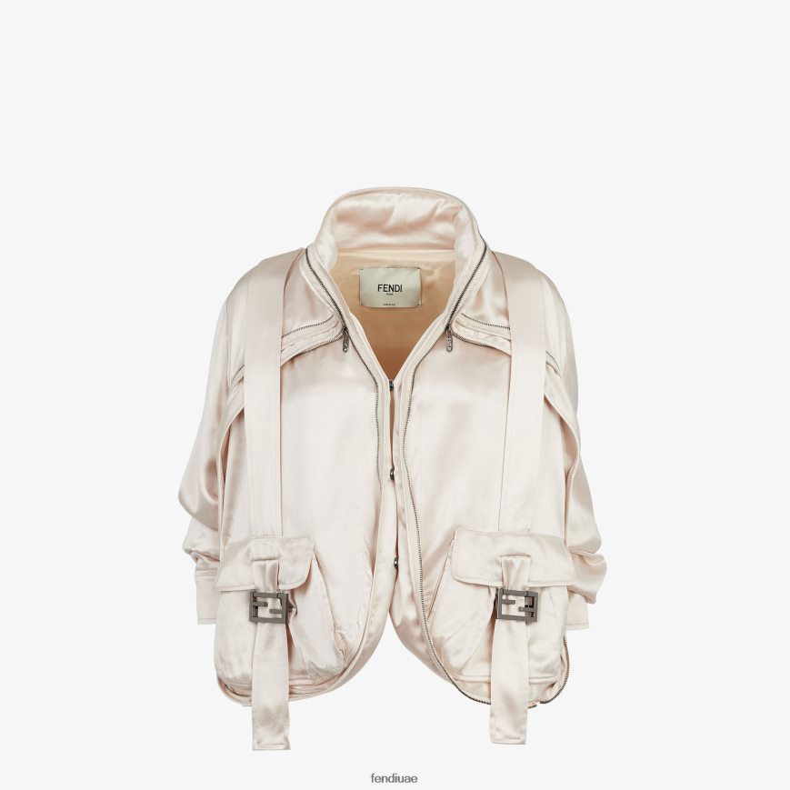 بلوزة من الساتان اللون البيج Fendi نحيف ثياب TNL80L1066