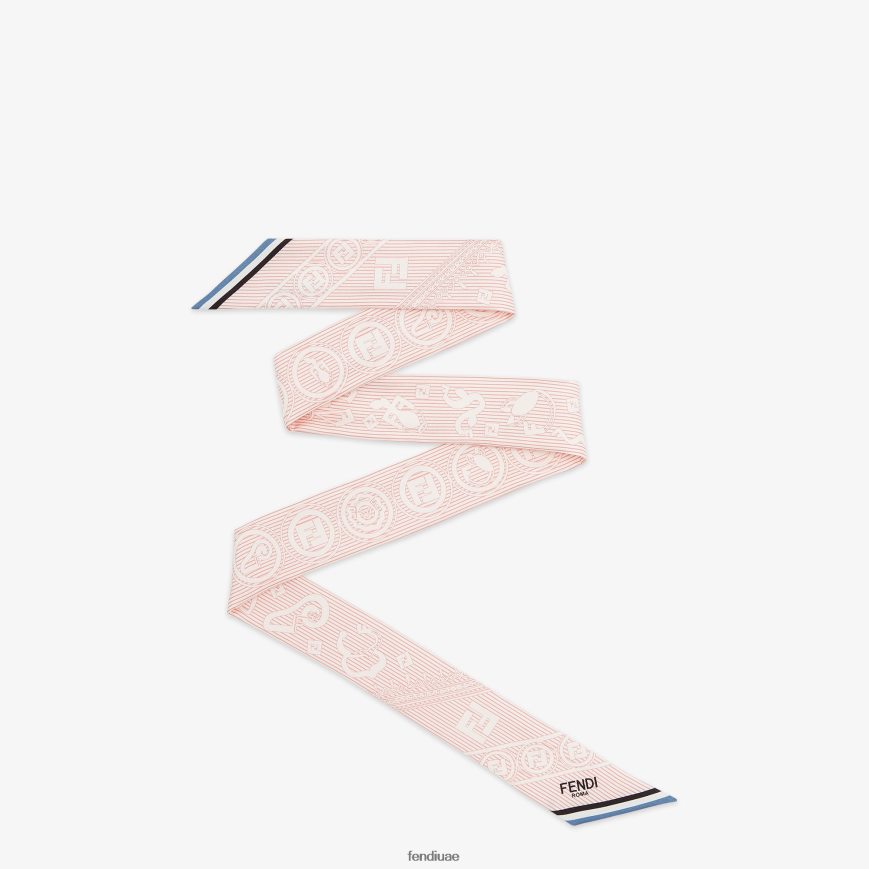 وشاح ربطة عنق حريرية مخططة لون القرنفل Fendi نحيف مُكَمِّلات TNL80L107