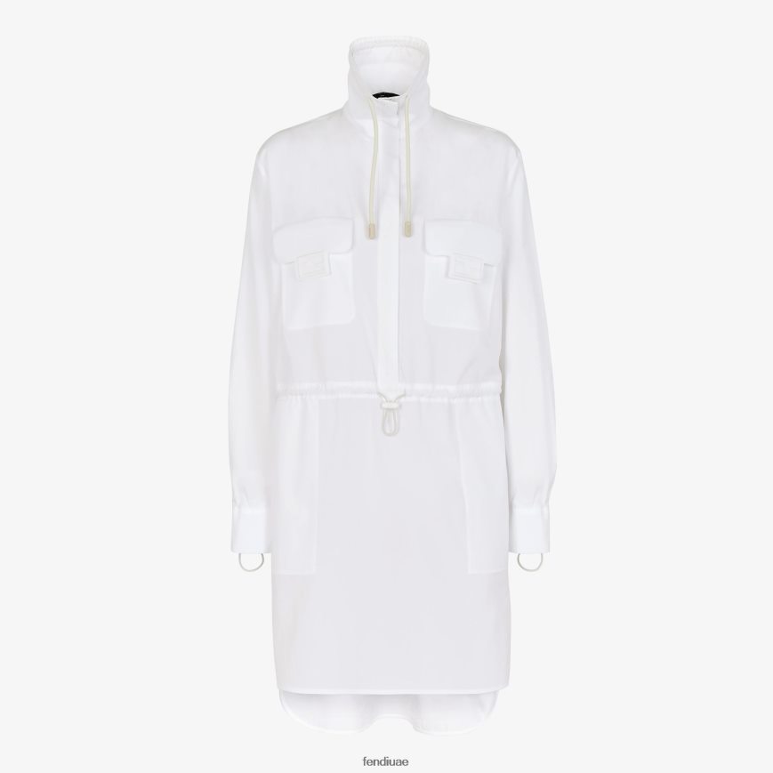 فستان من القطن أبيض Fendi نحيف ثياب TNL80L1074