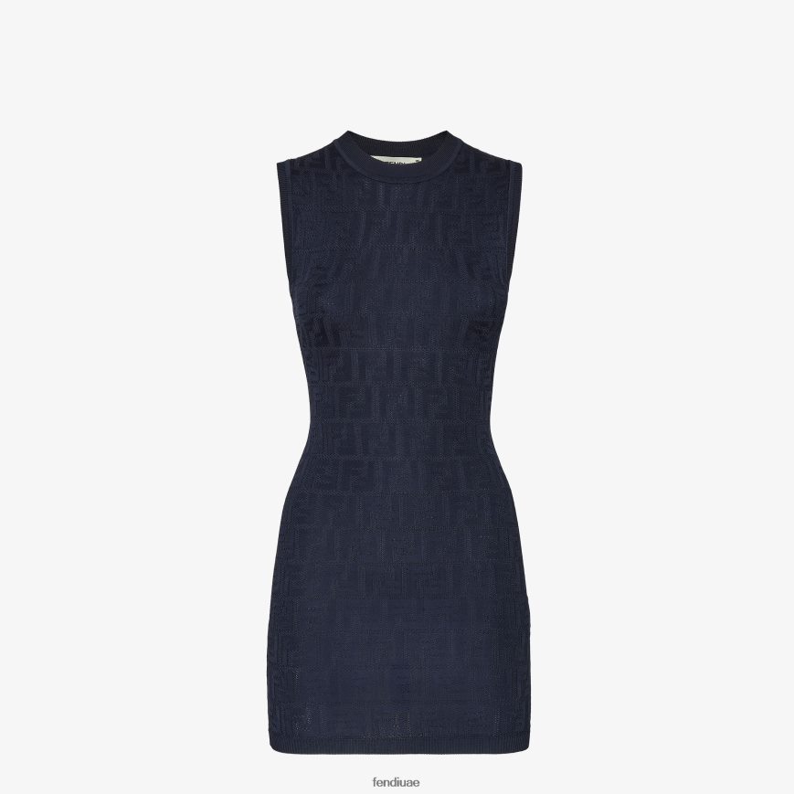 فستان متماسكة أزرق Fendi نحيف ثياب TNL80L1079