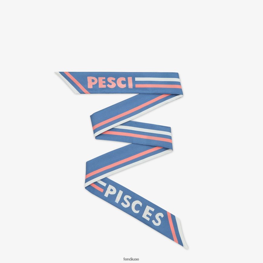 عصابة حرير ملفوفة أزرق Fendi نحيف مُكَمِّلات TNL80L109