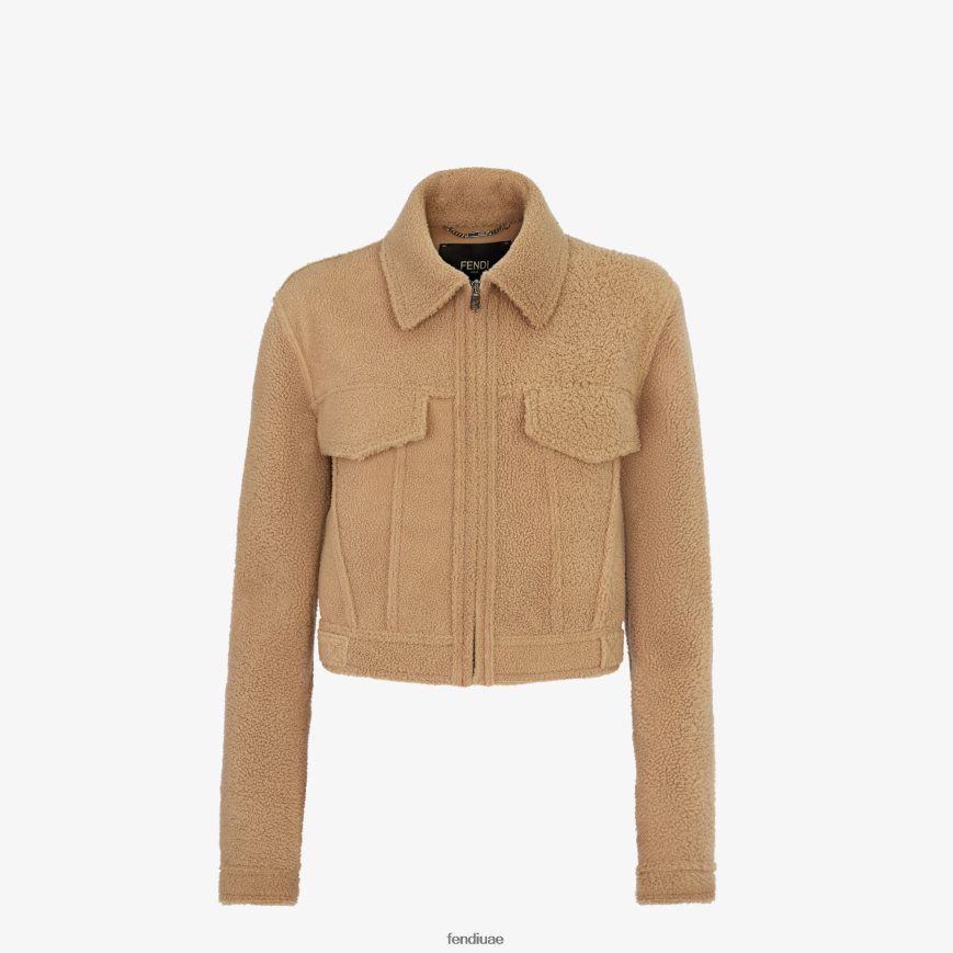 سترة شيرلنغ اللون البيج Fendi نحيف ثياب TNL80L1091