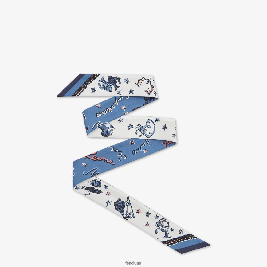 عصابة حرير ملفوفة أزرق Fendi نحيف مُكَمِّلات TNL80L110