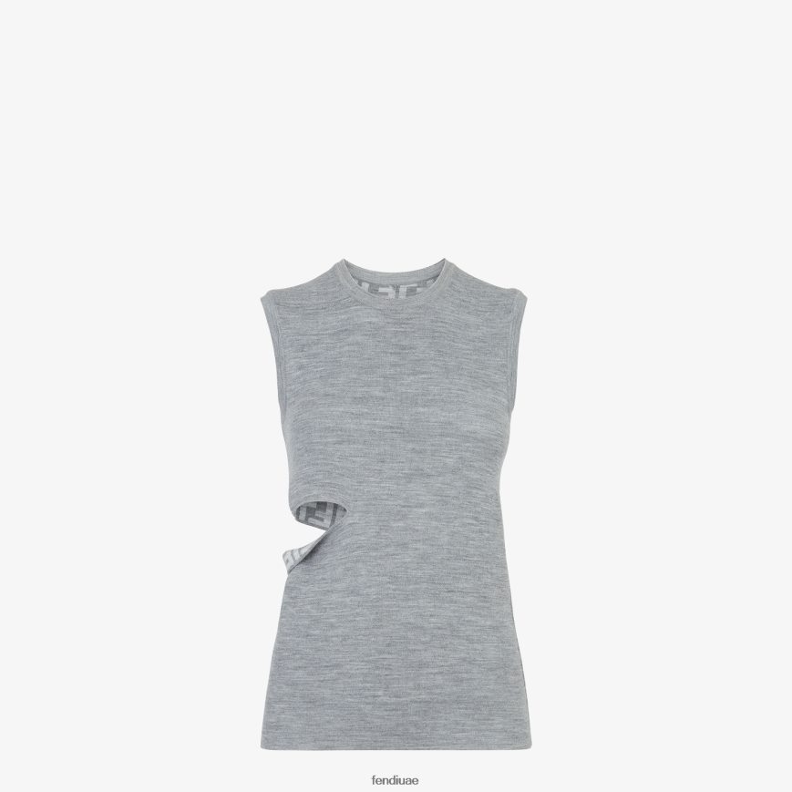 قمة الصوف رمادي Fendi نحيف ثياب TNL80L1100