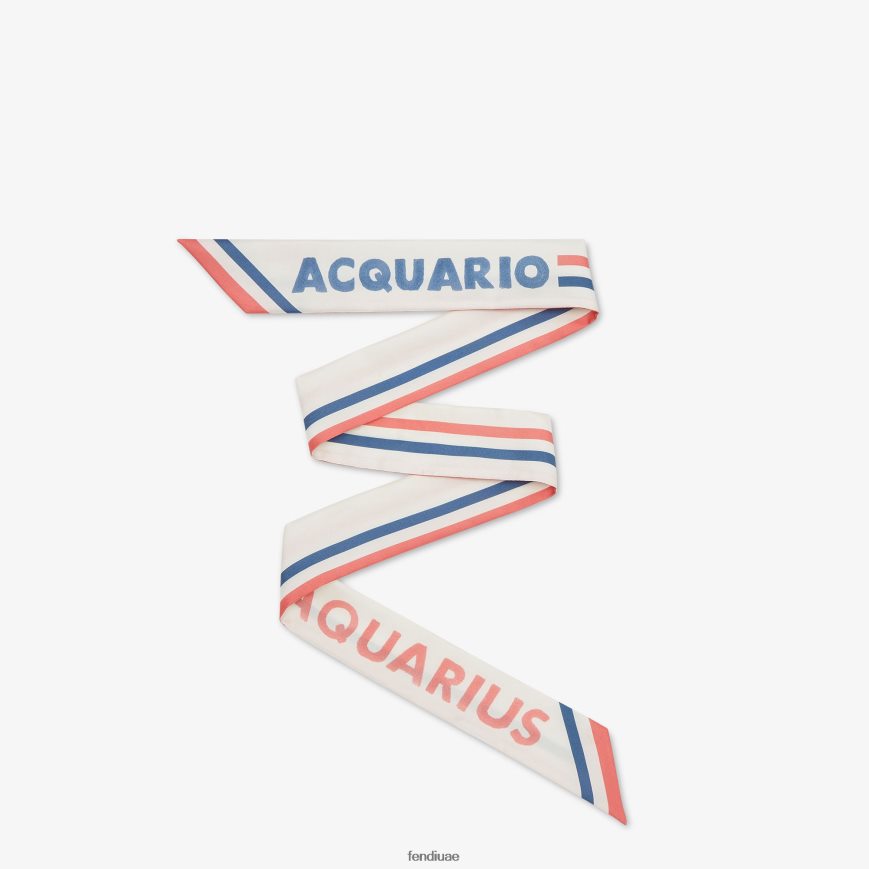 عصابة حرير ملفوفة أبيض Fendi نحيف مُكَمِّلات TNL80L111