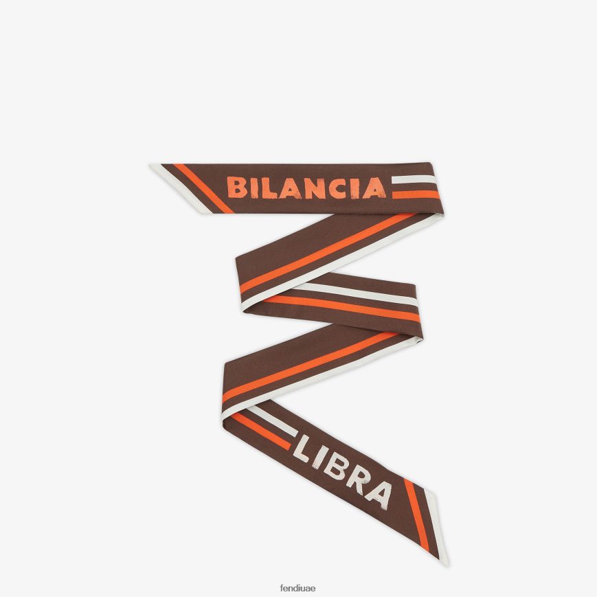 عصابة حرير ملفوفة بني Fendi نحيف مُكَمِّلات TNL80L113