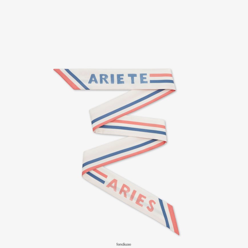 عصابة حرير ملفوفة أبيض Fendi نحيف مُكَمِّلات TNL80L114