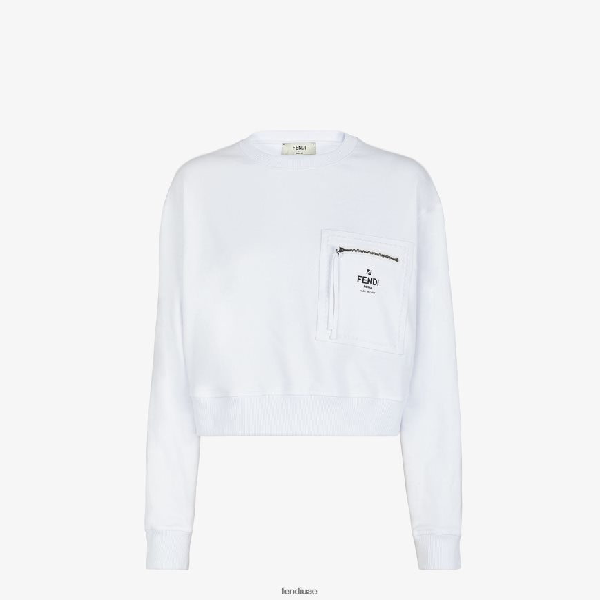 سترة جيرسي أبيض Fendi نحيف ثياب TNL80L1144