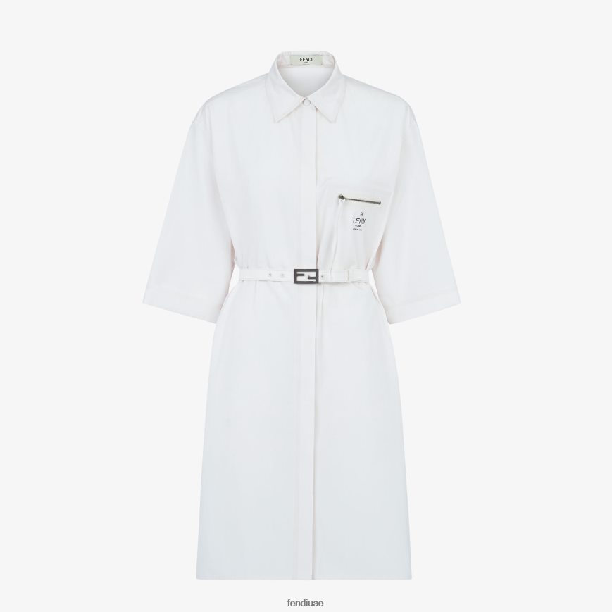 فستان من القطن أبيض Fendi نحيف ثياب TNL80L1149