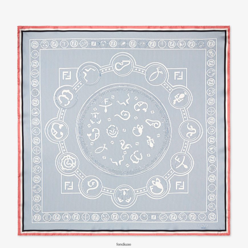 فولار حرير مطبوع متعدد الألوان Fendi نحيف مُكَمِّلات TNL80L117