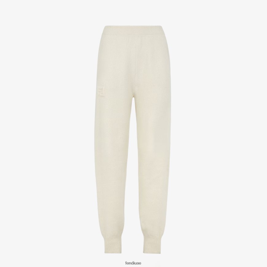 السراويل الكشمير أبيض Fendi نحيف ثياب TNL80L1188
