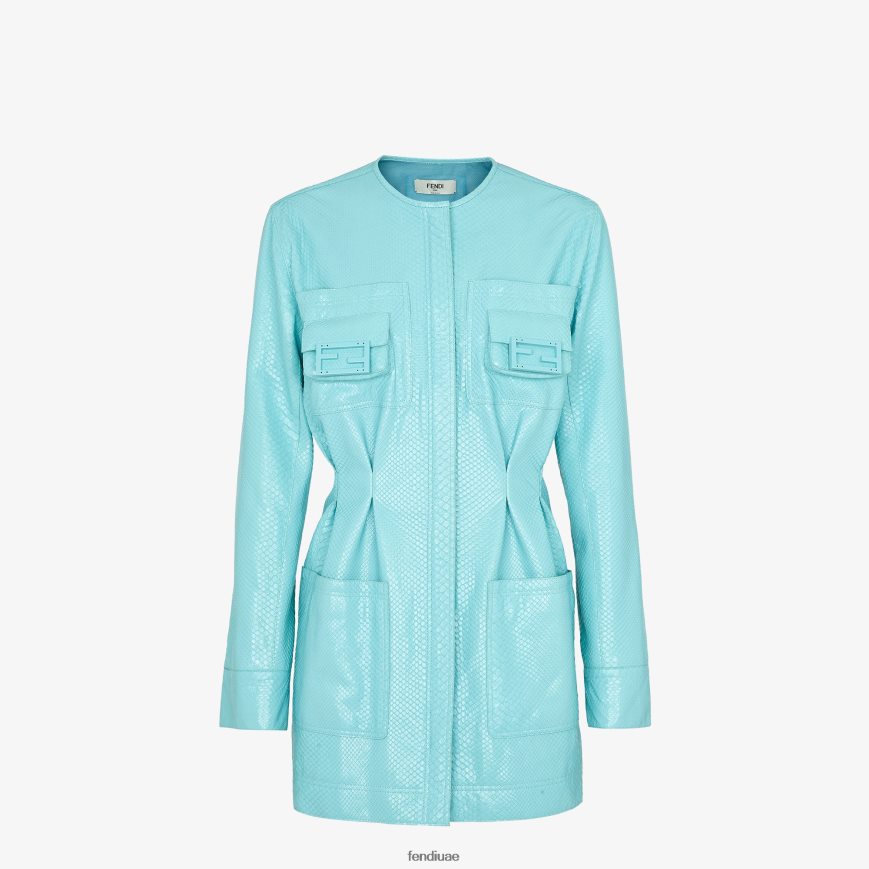 فستان بيثون أزرق فاتح Fendi نحيف ثياب TNL80L1189