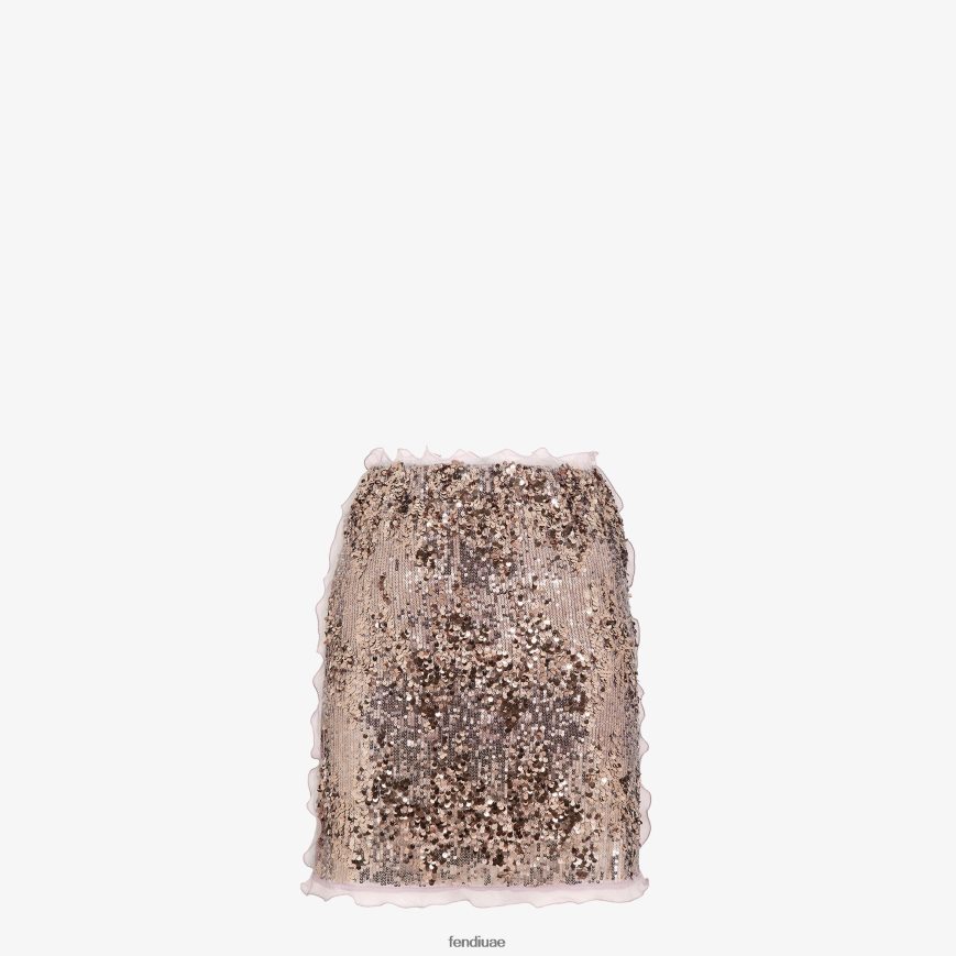 تنورة قصيرة مع تطريز الترتر أرجواني أرجواني Fendi نحيف ثياب TNL80L1193