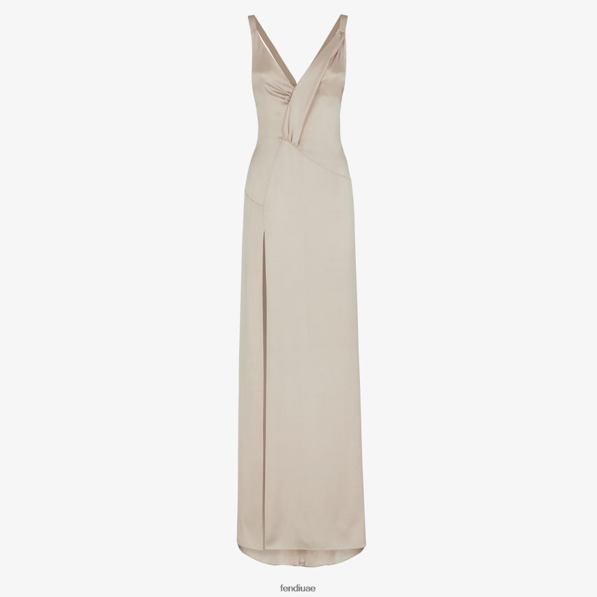 فستان حمامة الساتان اللون البيج Fendi نحيف ثياب TNL80L1194