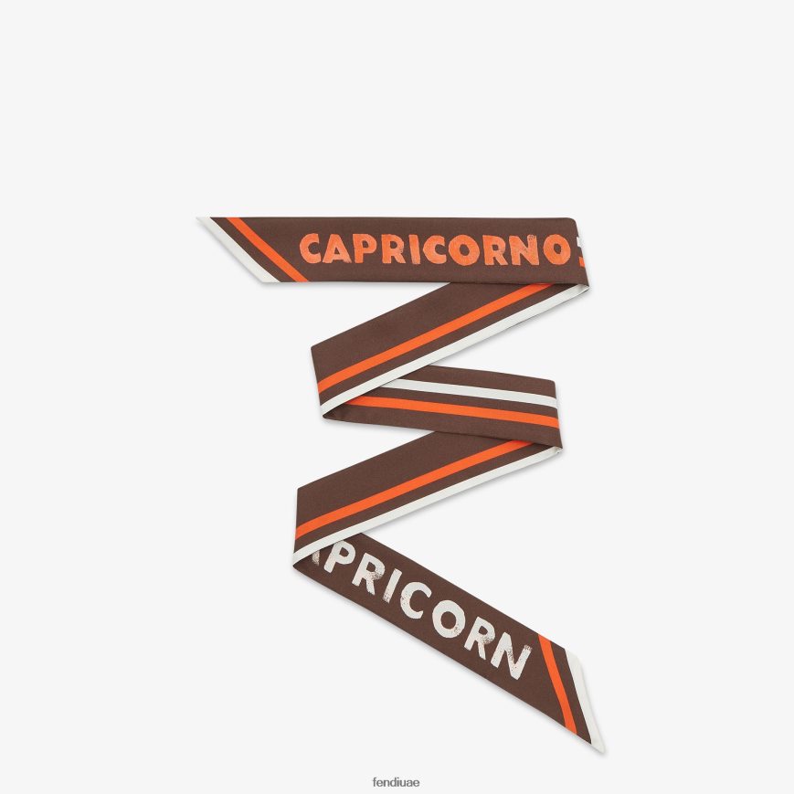 عصابة حرير ملفوفة بني Fendi نحيف مُكَمِّلات TNL80L123