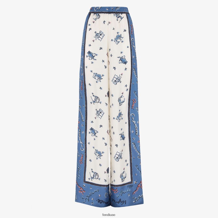 سراويل حرير أزرق Fendi نحيف ثياب TNL80L1251