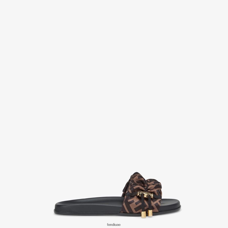 شرائح الساتان بني Fendi نحيف أحذية TNL80L1270