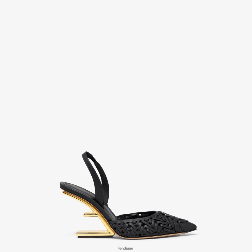 أحذية خفيفة جلدية ذات الكعب العالي أسود Fendi نحيف أحذية TNL80L1274
