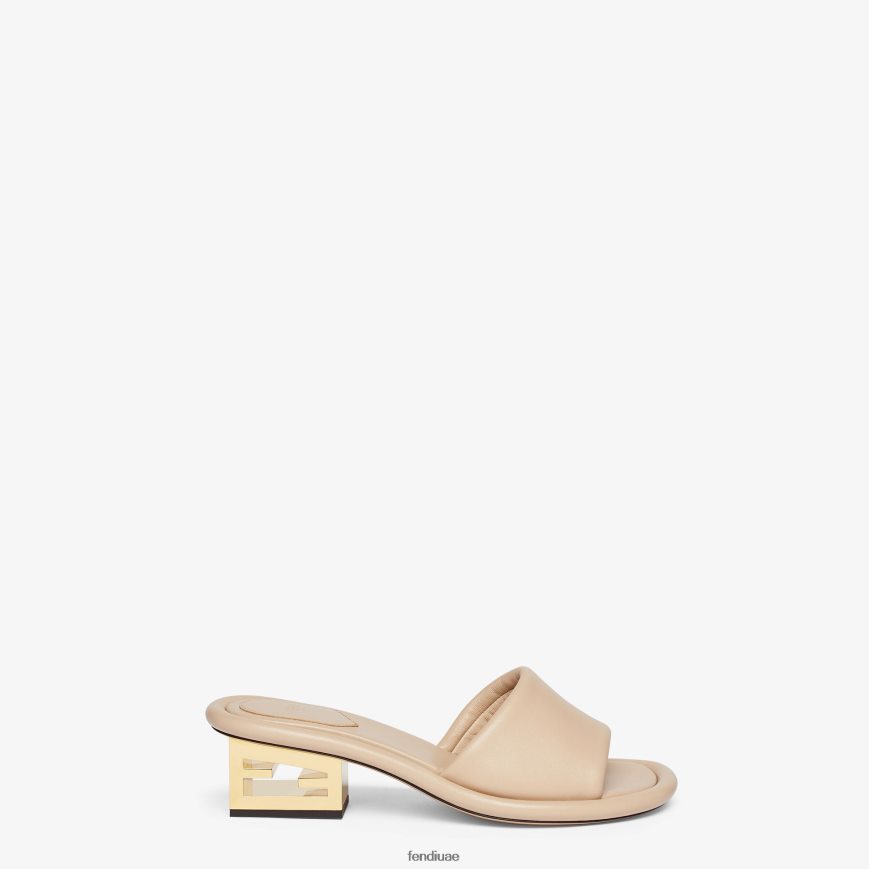شرائح جلد نابا اللون البيج Fendi نحيف أحذية TNL80L1291
