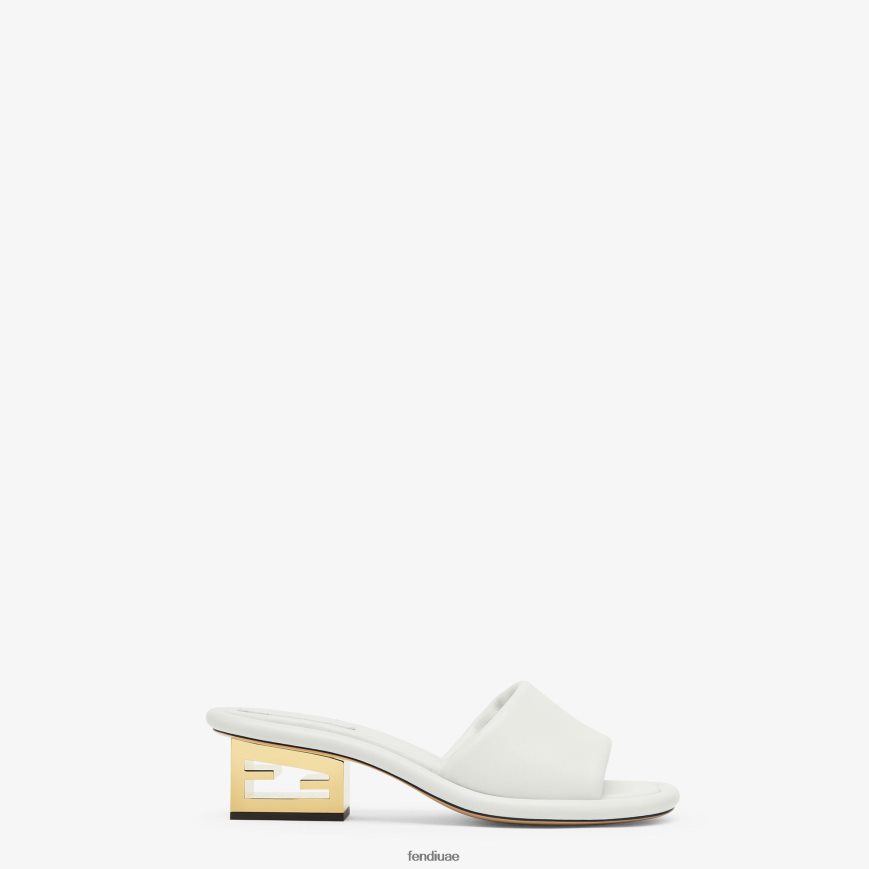 شرائح جلد نابا أبيض Fendi نحيف أحذية TNL80L1292