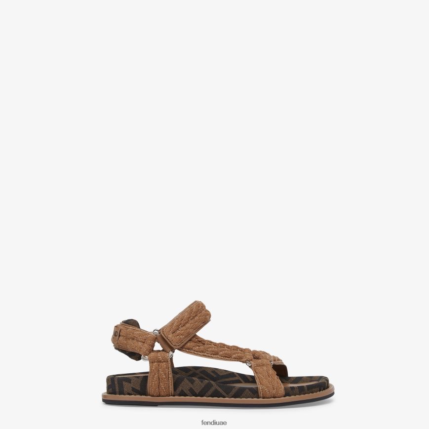 الصنادل النسيج بني Fendi نحيف أحذية TNL80L1298