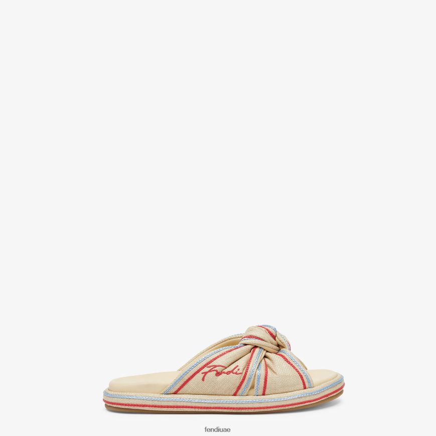 شرائح الرافية الشاحبة اللون البيج Fendi نحيف أحذية TNL80L1310