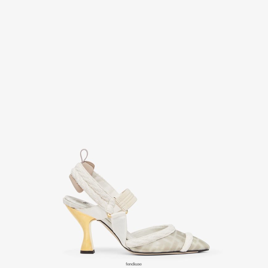 شبكة أحذية خفيفة بكعب متوسط أبيض Fendi نحيف أحذية TNL80L1313