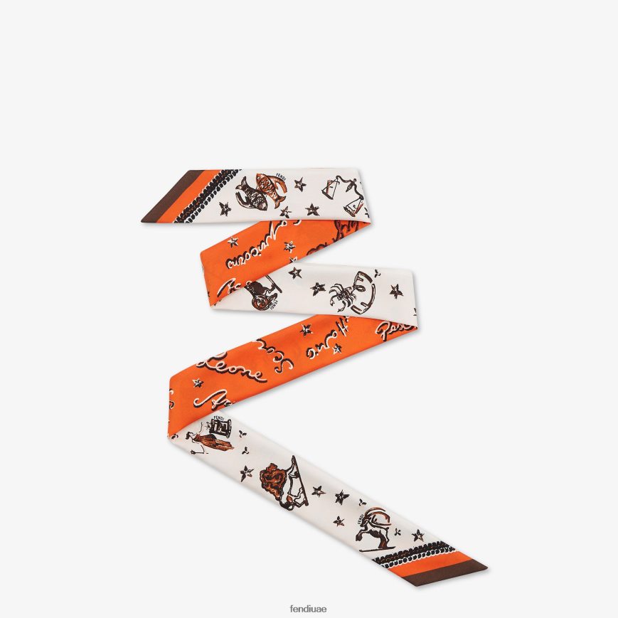 عصابة حرير ملفوفة البرتقالي Fendi نحيف مُكَمِّلات TNL80L132