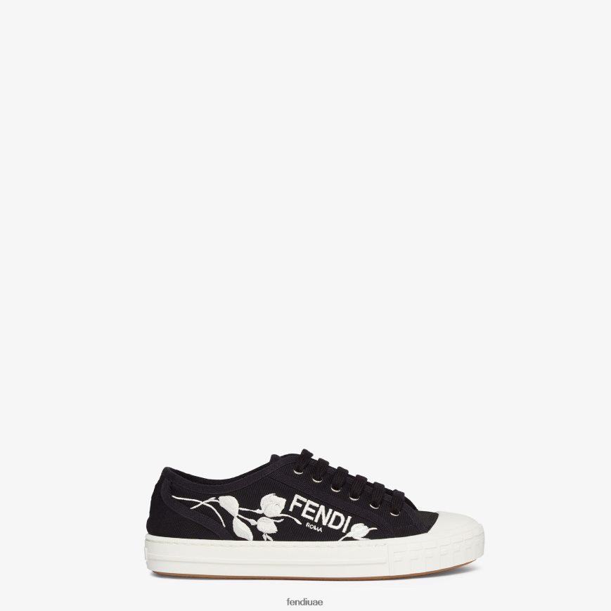 قماش قمم منخفضة أسود Fendi نحيف أحذية TNL80L1327