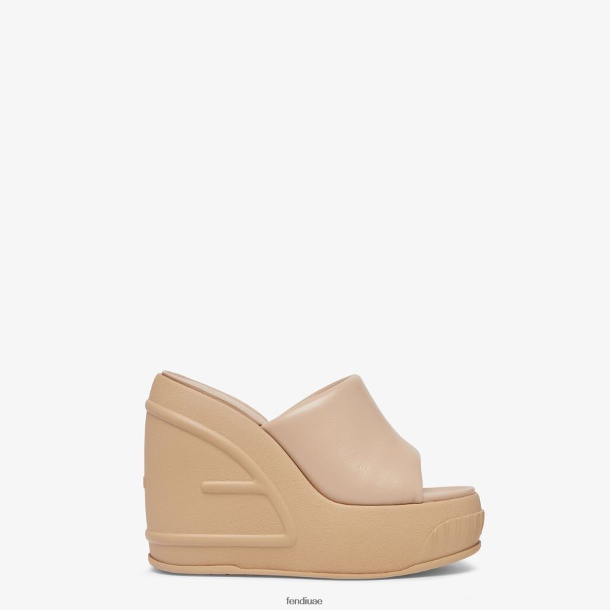 شرائح جلد نابا اللون البيج Fendi نحيف أحذية TNL80L1328