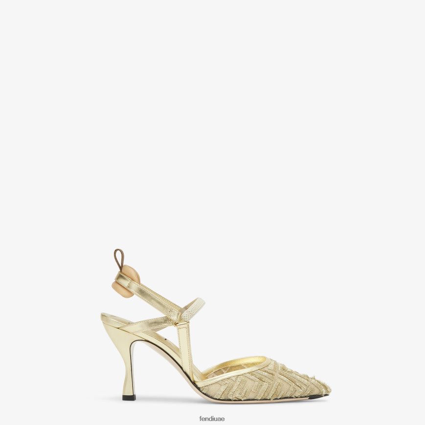 شبكة أحذية خفيفة ذات الكعب العالي ذهب Fendi نحيف أحذية TNL80L1346
