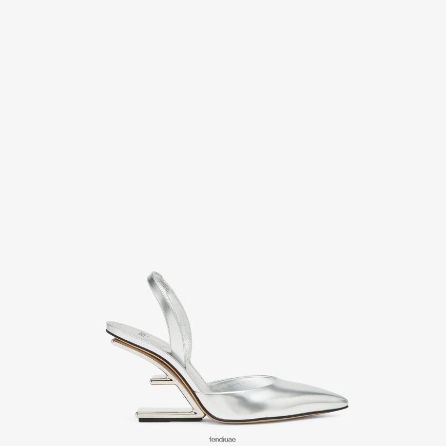 أحذية خفيفة جلدية ذات الكعب العالي فضة Fendi نحيف أحذية TNL80L1354
