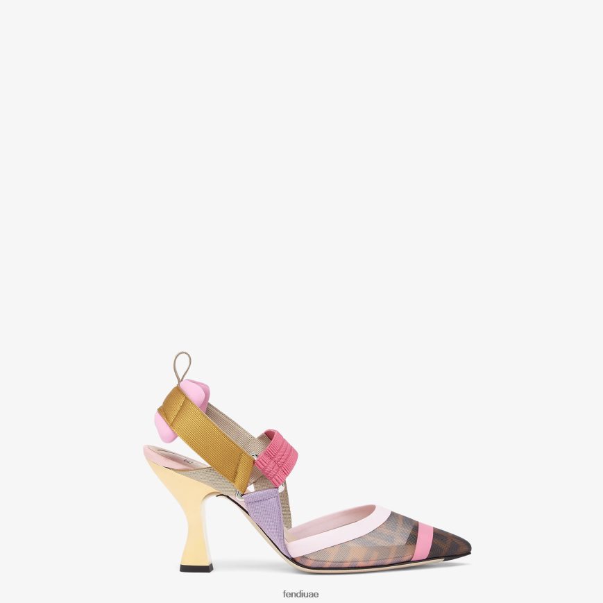 شبكة أحذية خفيفة ذات الكعب العالي بني Fendi نحيف أحذية TNL80L1392