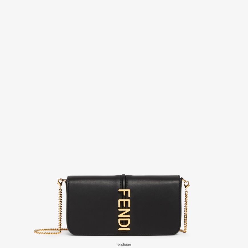 رسم بياني على محفظة جلدية بسلسلة أسود Fendi نحيف مُكَمِّلات TNL80L1417