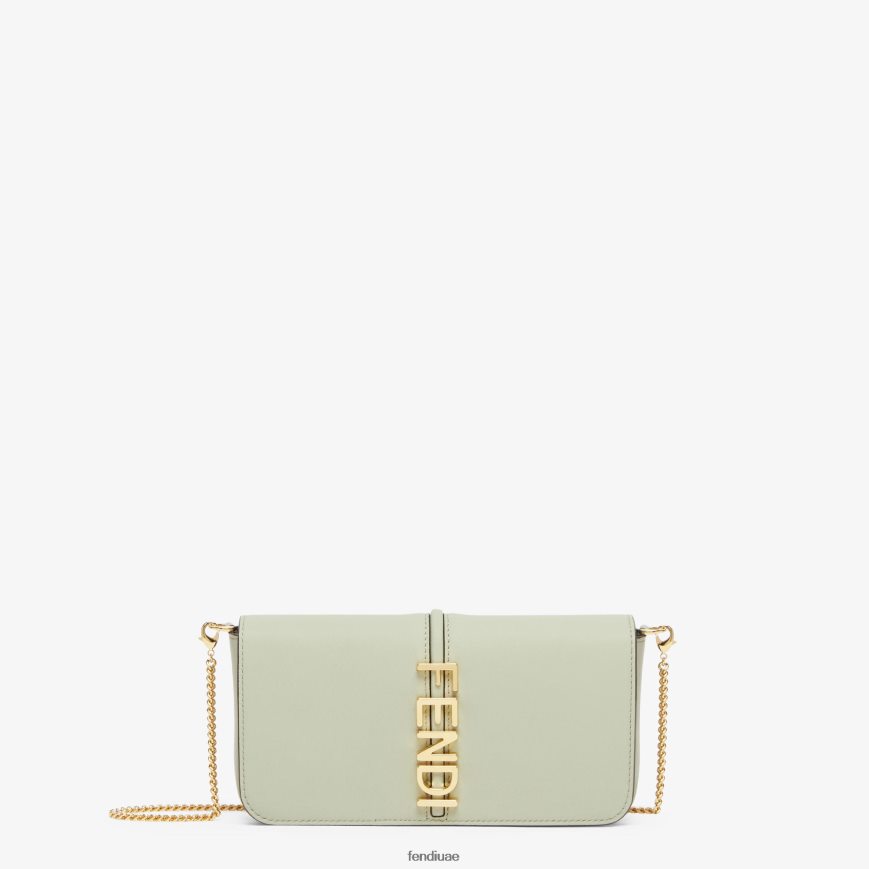 رسم بياني على محفظة جلدية بسلسلة أخضر Fendi نحيف مُكَمِّلات TNL80L1436
