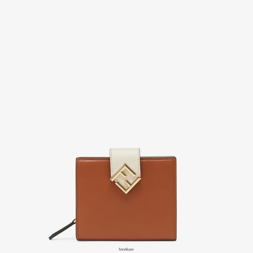 محفظة مدمجة بلونين وجلد الكاميليا متعدد الألوان Fendi نحيف مُكَمِّلات TNL80L1438