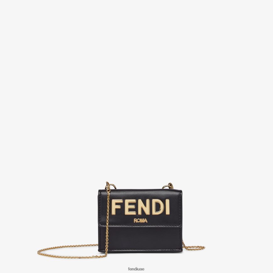 محفظة روما الجلدية أسود Fendi نحيف مُكَمِّلات TNL80L1444