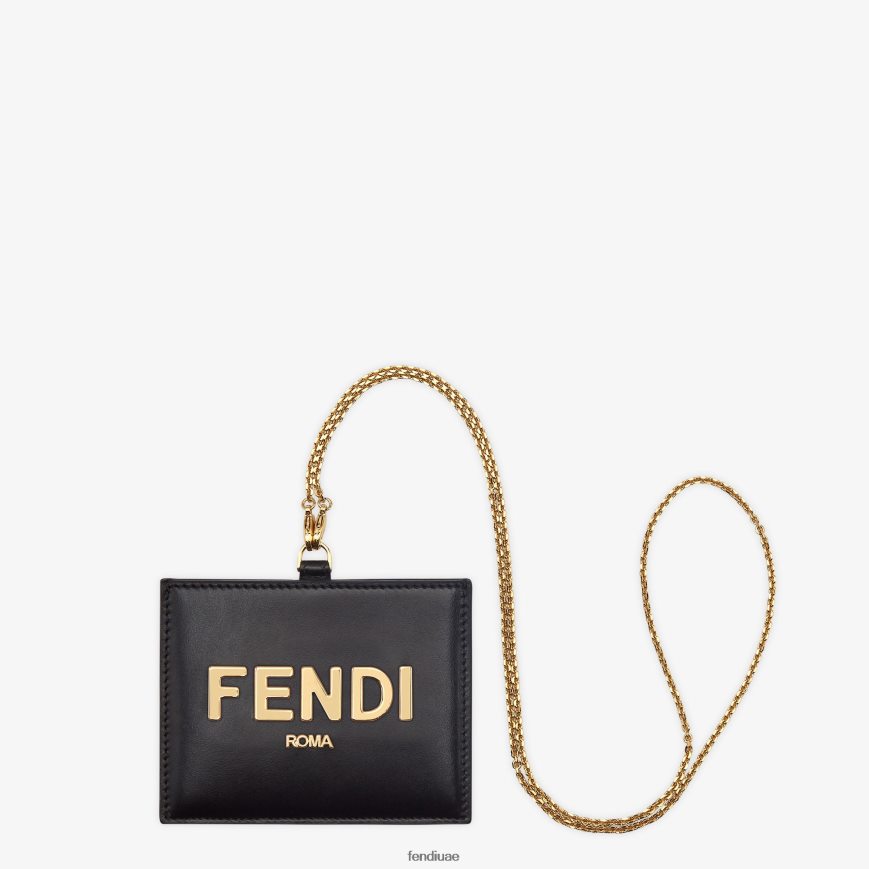 شارة اسم جلدية أسود Fendi نحيف مُكَمِّلات TNL80L1445