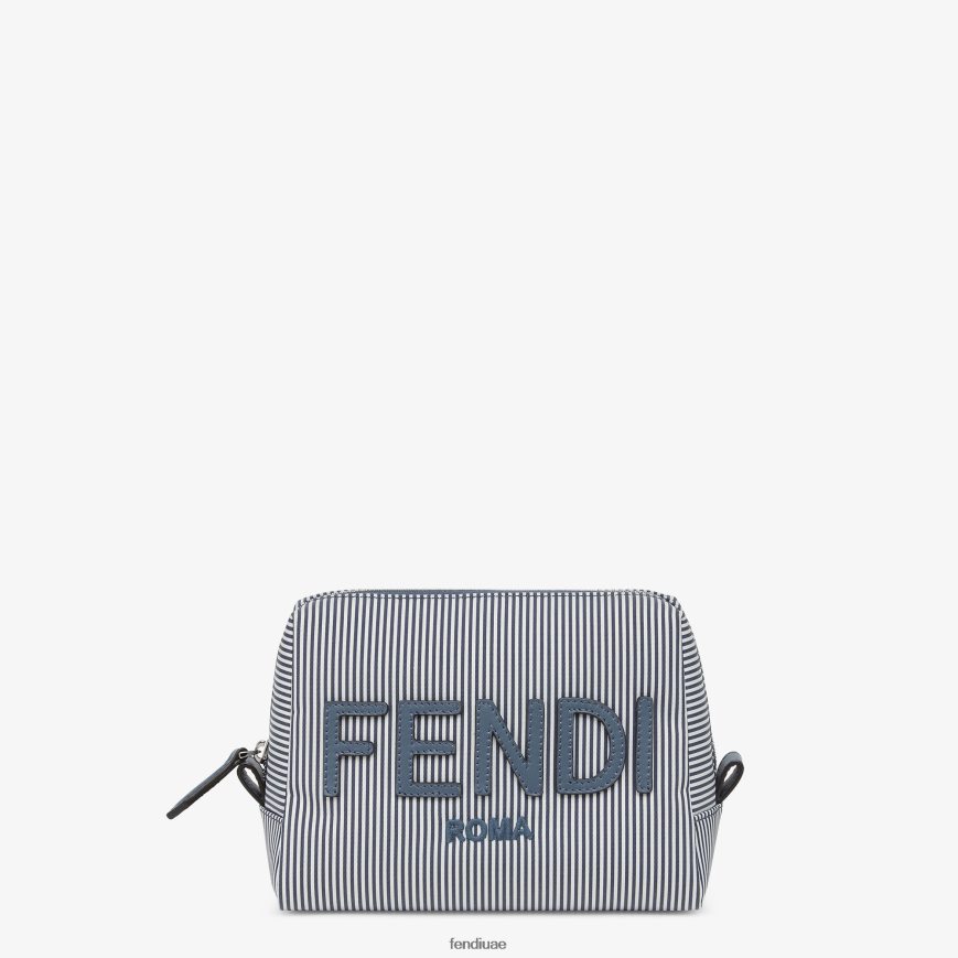 حالة أدوات النظافة القماشية المخططة أزرق Fendi نحيف مُكَمِّلات TNL80L1455