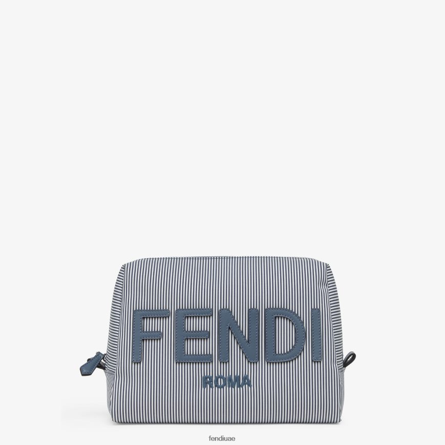 حالة أدوات النظافة القماشية المخططة أزرق Fendi نحيف مُكَمِّلات TNL80L1456