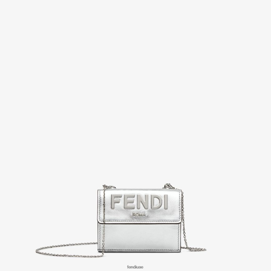 محفظة روما الجلدية فضة Fendi نحيف مُكَمِّلات TNL80L1457