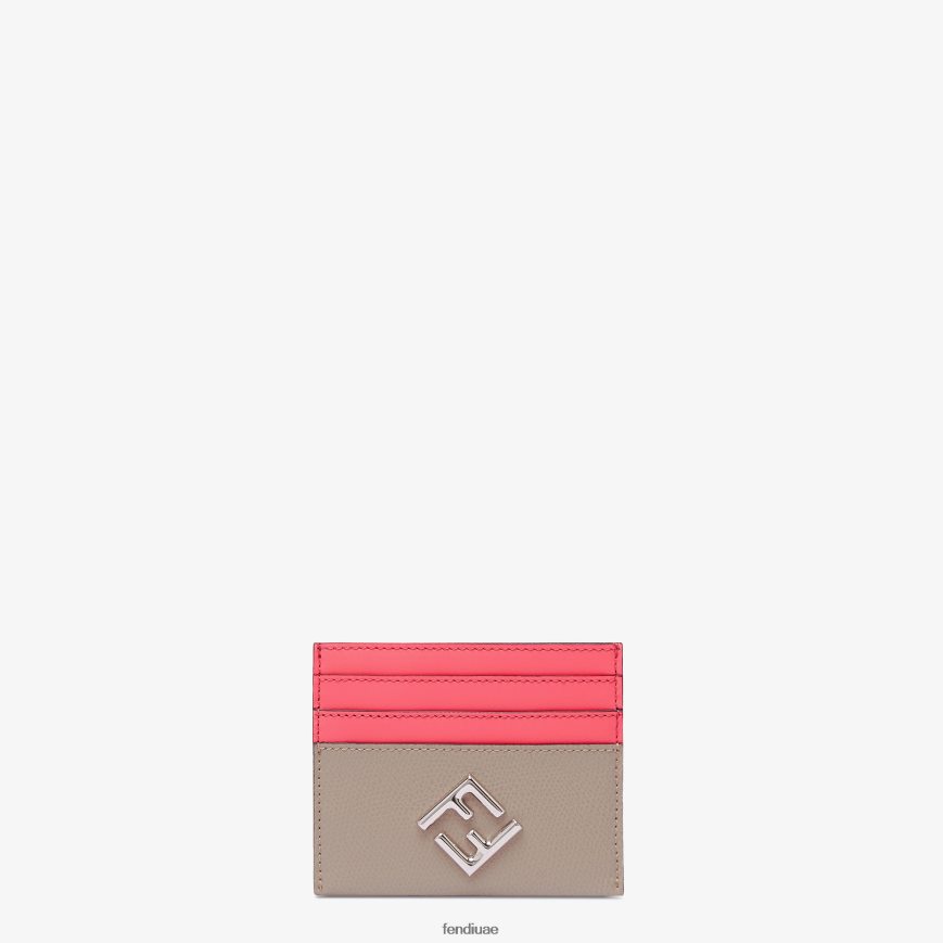 حامل بطاقات مسطح من جلد الحمامة بلونين لون القرنفل Fendi نحيف مُكَمِّلات TNL80L1473